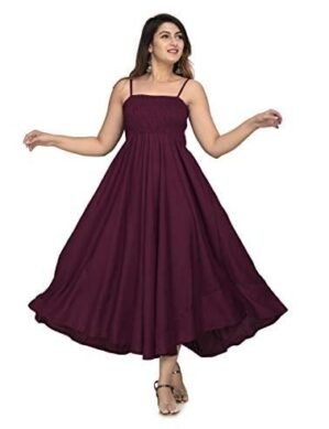 Auralis VYMO Sleeveless Fully Stitched Plain and Solid Gown Maxi Dress. (L)