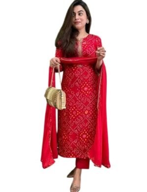 Vantico Red kurti set, Material type: Rayon, Closure type: Sequence. (XXL)