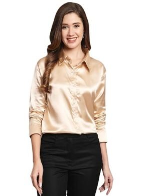 Vantico FUNDAY FASHION Women Solid Formal Satin Regular Fit Shirt. (M)
