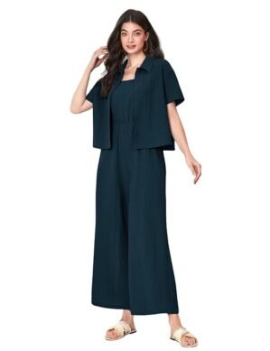 Auralis TOPLOT Solid Jumpsuit for Women Soft and Breathable Fabric. (S)