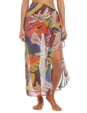 Elaro Women Swimwear and Beach Wear Wrap up Sarong Poly Georgette Floral. (M)