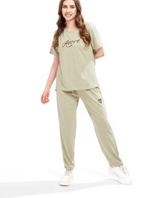 Elaro WEET Printed Round Neck Half sleeves Track suit for Women 3419 (S)