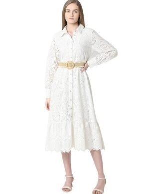 Nexora VERO MODA Women's Cotton Fit and Flare Midi Dress. (S)