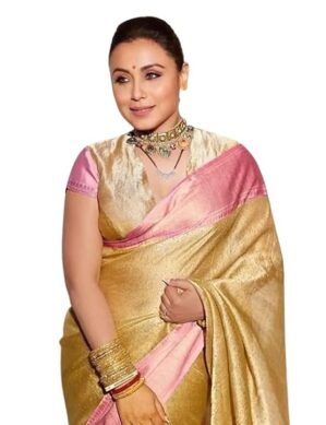 Vantico Kanjivaram Soft Saree Weaving Full Broket Traditional Banarasi Sarees For Women's Golden Double Kanchi Border With Blouse Piece for Festival, Wedding, Party, Anniversary Wear (M)