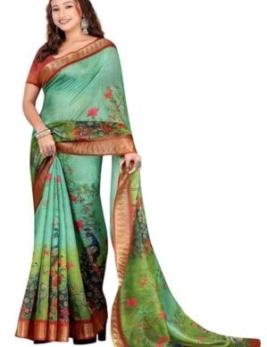 Nexora Jaanvi fashion Women's Kota Silk Peacock Printed Saree. (XL)