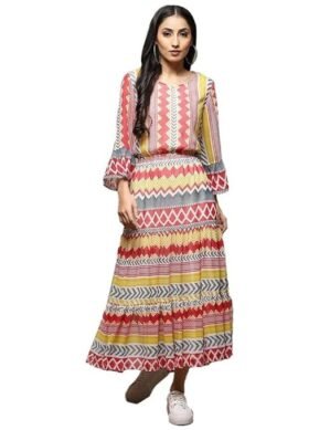 Zenova Women Cotton Blend Tiered Dress (M)