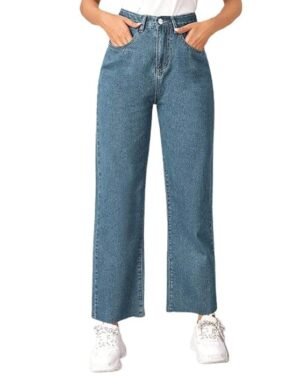Zenova KOTTY Women High Rise Relaxed Fit Cotton Lycra Blend Ankle Length Jeans. (M)