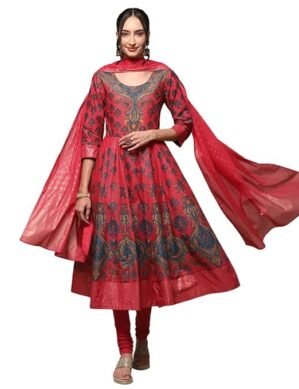 Elaro Women Cotton Anarkali Kurta Churidar Suit Set (XXL)