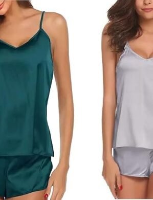 Auralis Zoroo Sleep Tops & Shorts Set for Women’s Regular Nightwear Dress (Pack of 2). (S)