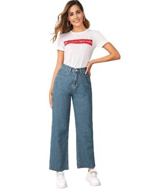 Auralis KOTTY Women High Rise Relaxed Fit Cotton Lycra Blend Ankle Length Jeans. (M)