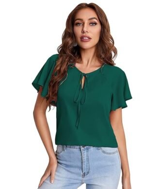 Lumion Stylistico Office wear Top for Women Short Sleeves v Neck. (M)