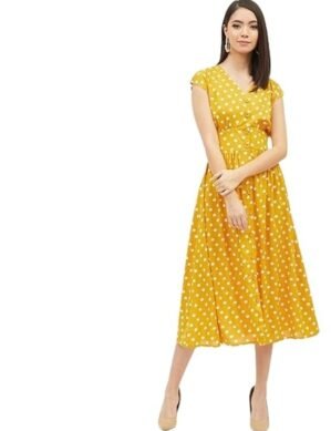 Nexora Harpa Women Standard Length Dress, V-Neck; Maxi: Midi. (L)