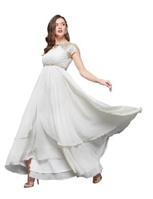 Nexora Miss Chase Women's Keyhole Neck Short Sleeve Maxi Dress. (S)