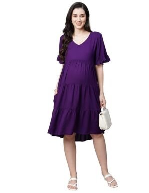 Kraftzon MomToBe Women's Rayon Maternity Dress Pregnancy. (M)