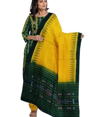 Elaro PRITIsree Odisha Sambalpuri Handloom Woman's Pure Cotton Handloom Dress Material With Dupatta Bottom Wear 3 Pic Set Sambalpuri dress material Unstitched PRITI4 (XXL)