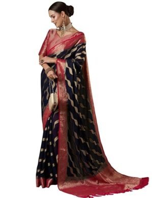 Elaro AKHILAM Women's Woven Design Ethnic Motif Kanjeevaram Saree. (S)