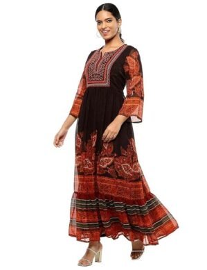 Lumion BIBA Women Georgette Printed Tiered Dress (XL)