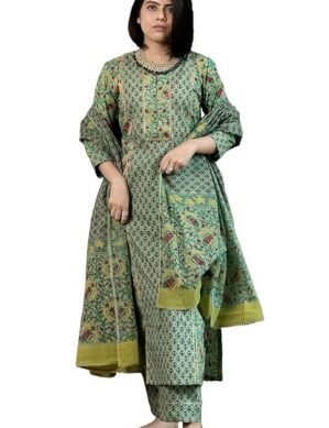 Kraftzon GoSriKi Women's Rayon Viscose Straight Printed Kurta with Pant & Dupatta (M)