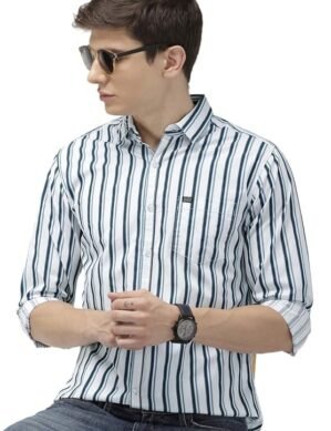 Kraftzon The Indian Garage Co Men Slim Fit Multi Striped Full Sleeves. (L)