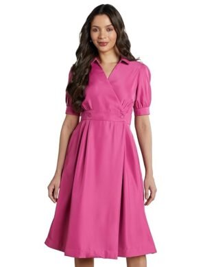 Lumion Symbol Premium Women's 'Desk-to-Dinner' Fit & Flare Wrap Dress (Midi Length | Stylish) (XXL)