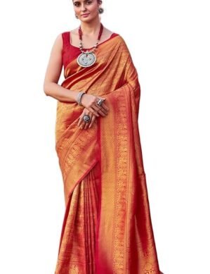 Elaro SWORNOF Women's kanjivaram banarasi silk saree for Patola festival Wedding silk with rich pallu Design sarees for women with blouse piece (S)