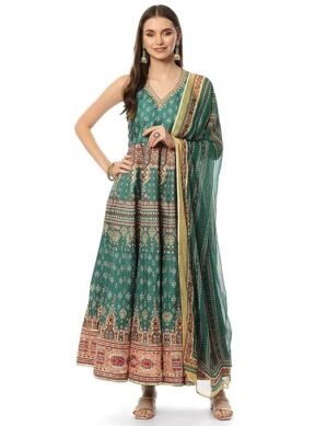 Auralis BIBA Women Polyester Printed Fitted Salwar Kurta Dupatta. (L)