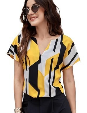Auralis Sheetal Associates Women's Casual Regular Sleeves Printed Top. (S)