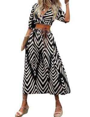 Elaro GRECIILOOKS Rayon Fit and Flare Ankle Length One Piece. (M)