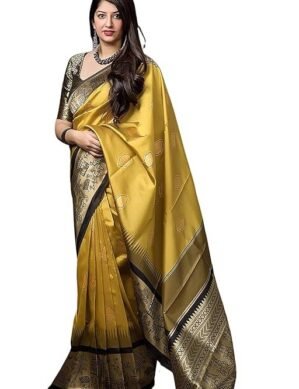 Elaro SGF11 Women's Kanji Varam Soft Silk Saree With Blouse Piece (Yellow). (S)