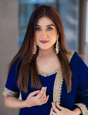 Elaro GoSriKi Women's Rayon Blend Solid Anarkali Kurta with Pant & Dupatta (S)