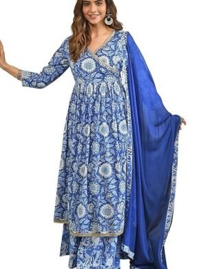 Nexora Janasya Women's Cotton Kurta Set, Dupatta Fabric: Chiffon (100% Cotton). (M)