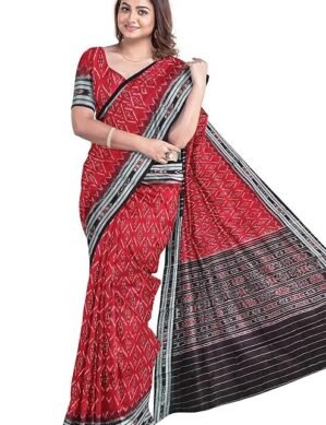 Nexora Sambalpuri Handloom Saree Women's Cotton Saree Odisha Handloom Handmade Pure Cotton Khandua Natural Cotton Ikat Sambalpuri Saree For Women ikat Handloom Saree For Women 5SE9BC-759 (XL)