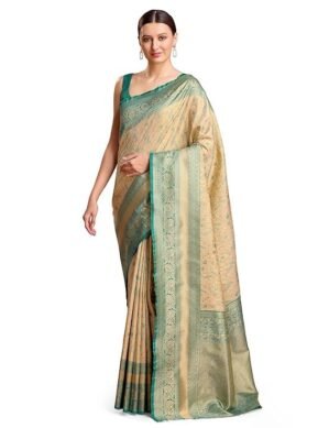 Vantico Women's Glamour and Tradition With This Zari Woven Banarasi Tissue Silk Saree Comes With Unstitched Blouse Piece (XL)