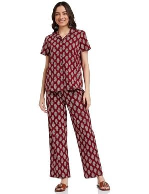 Elaro Myx Women Cotton Shirt and Pajama Night Suit Set (XXL)