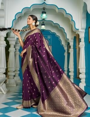 Voltrix SWORNOF Women's Silk Kanjivaram Kanchipuram Saree With Blouse Piece (L)