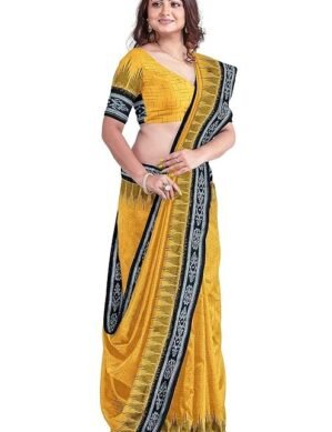 Kraftzon PRITIsree Odisha Sambalpuri Handloom Women's Cotton Saree Odisha Handloom Handmade Pure Cotton Khandua Natural Cotton Ikat Sambalpuri Saree For Women Handloom Saree For Women 5SE9BC-48 (M)