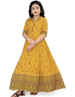 Auralis Fashion Dream Girl's Georgette Maxi Length Embroidered Dress (L)