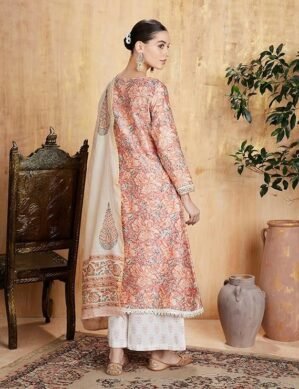 Nexora Amazon Brand - Myx Women's Silk Chanderi Handblock Printed Authentic Kurta Set with Dupatta (Sanganeri Print) (S)