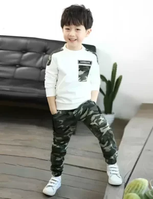 Zenova Boys Party (Festive) T-shirt Pant (White Commando). (S)