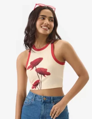 Vantico Casual Sleeveless Graphic Print Women Multicolor Top. (L)