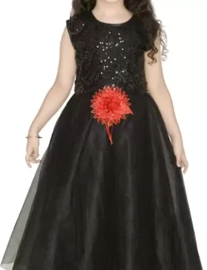 Vantico Girls Maxi/Full Length Party Dress (Black, Sleeveless). (XXL)