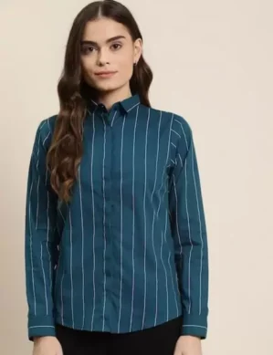 Vantico Women Regular Fit Striped Spread Collar Casual Shirt (XXL)