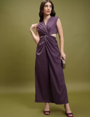 Lumion Women Ruffled Purple Dress Tokyo Talkies CASUAL FIT PURPLE Dress. (M)