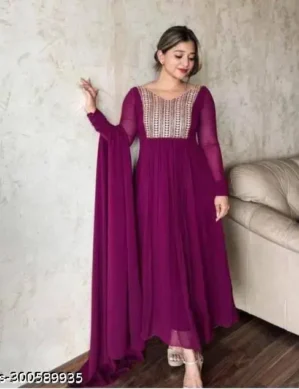 Lumion women's embroidery work kurti with dupatta. (XXL)